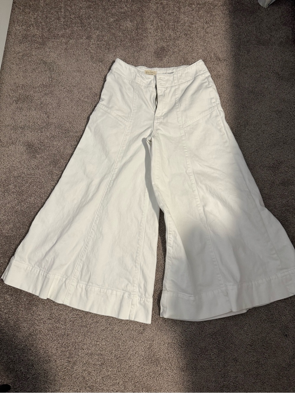 Pilcro High-Rise Cropped Wide Leg White Pants